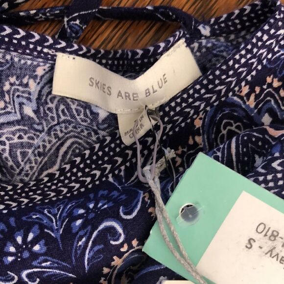 NEW Skies are Blue Navy and White Three Quarter Sleeve Romper Size S NWT - Picture 8 of 16